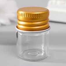 Декор для творчества "Пузырек с золотой крышкой", 5 мл, 3х2,2х2,2 см