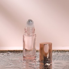 Флакон стеклянный для парфюма, с металлическим роликом, 5 мл, цвет розовый