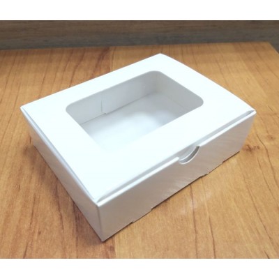 Коробка с окошком Белая глянец 10х8х3 см