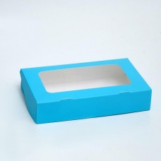Коробка Голубая с окошком 20х12х4 см