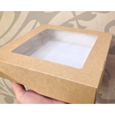 Коробка картонная с окошком 20х20х4 см глянец