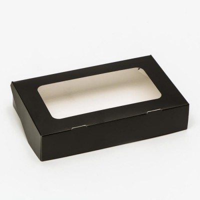 Коробка с окошком Черная 20х12х4 см