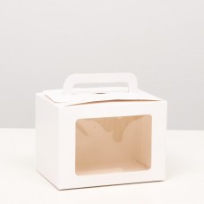 Коробка складная с окном и ручкой, белая, 10 х 14 х 10 см