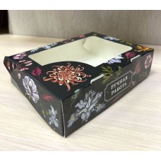 Коробка для мыла Черная цветы 15х11х4 см